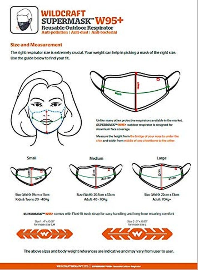 وايلد كرافت قناع التنفس الخارجي القابل لإعادة الاستخدام Wildcraft Supermask W95 Plus مع حزام للرقبة، عبوة من 5 قطع، لون رمادي داكن - Image 3